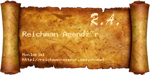 Reichman Agenór névjegykártya